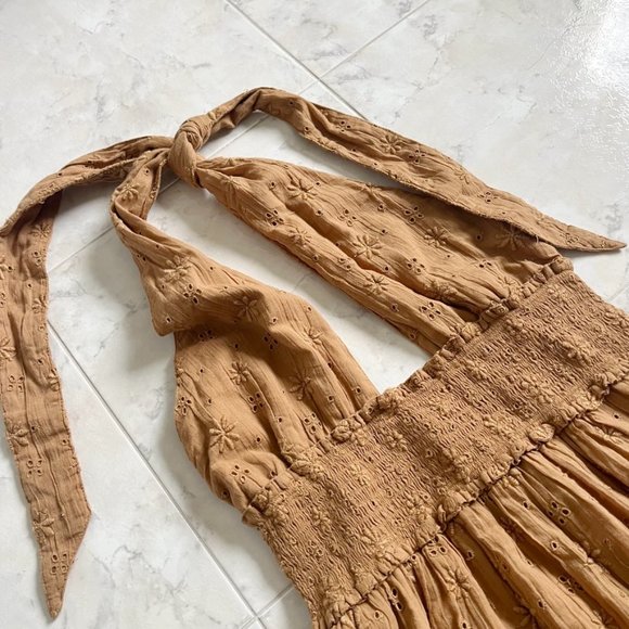 NEW aerie Backless Halter Eyelet Ruffle Mini A-Line Dress Women XS - Picture 2 of 6